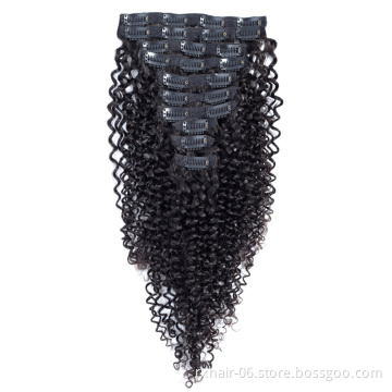 Wholesale Full Head Kinky Curly Clip In 100% Human Hair Extensions